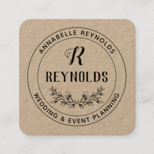 Schönes Handgezeichnetes Halbblumenmonogramm Quadratische Visitenkarte