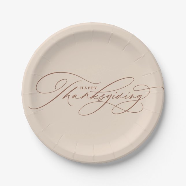 Schönes Happy-Thanksgiving-Manuskript Pappteller (Vorderseite)