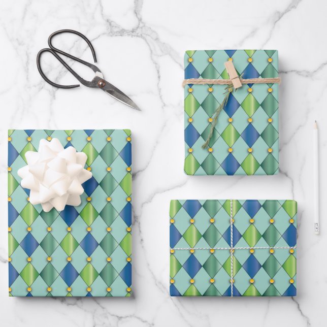 Schönes Harlequin Diamonds Wrapping Paper Geschenkpapier Set (Vorderseite)