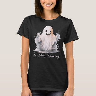 Schönes Haunting Niedlich Ghost Black Halloween T-Shirt