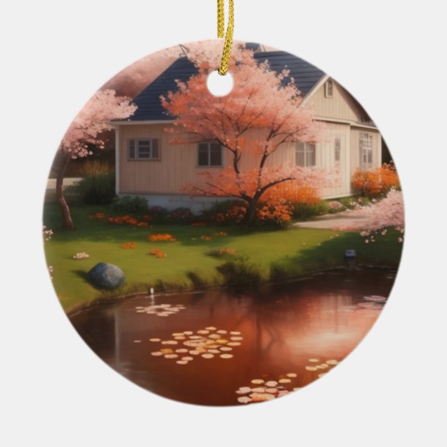 Schönes Haus Keramik Ornament (Vorne)