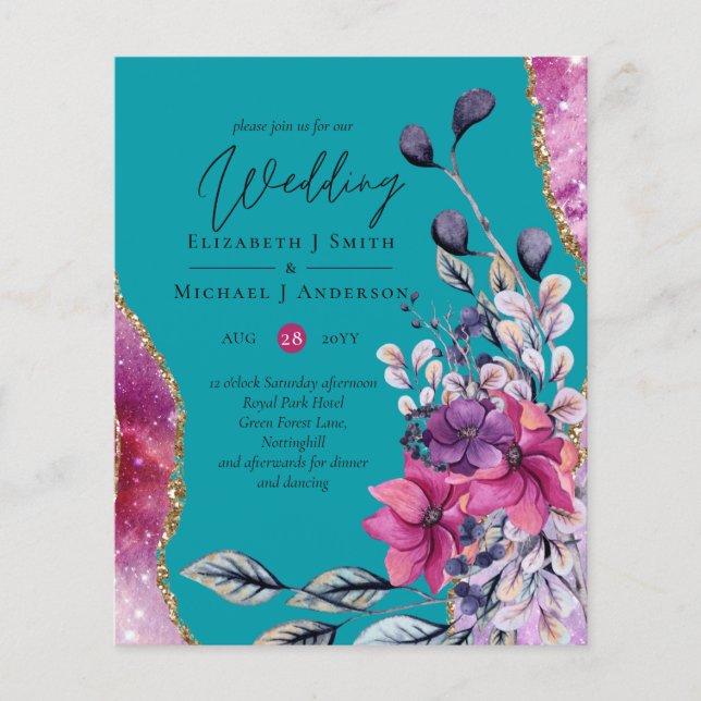 Schönes HAUSHALT Pink Aquamarine florale Agate Hoc Flyer (Vorne)