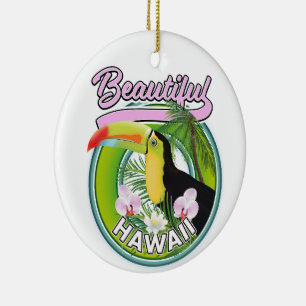 schönes Hawaii-Reiselogo Keramik Ornament