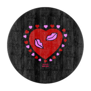 Schönes Heart Kisses Round Cutting Board 30,4 cm Schneidebrett