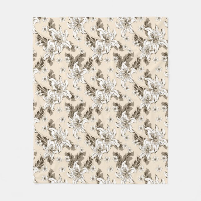 Schönes hellbraunes Blumenmuster Fleecedecke (Vorderseite)