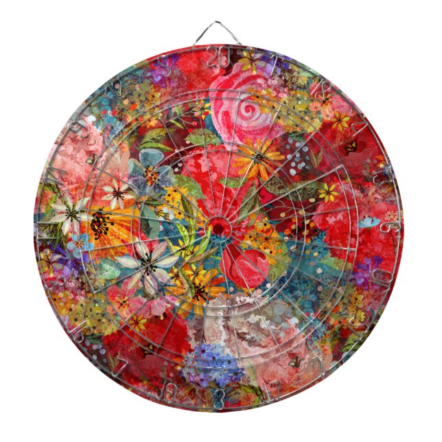 Schönes, helles, Abstraktes Blumenmuster Dartscheibe (vorne)