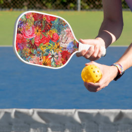 Schönes, helles, Abstraktes Blumenmuster Pickleball Schläger