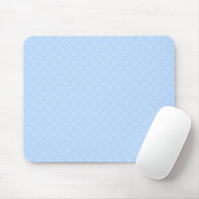 Schönes helles Blau mit kleinen weißen Herzen Mousepad (Mit Mouse)