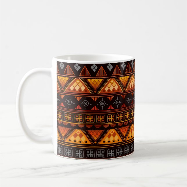 Schönes, helles, mehrfarbiges Aztekenmuster Kaffeetasse (Links)