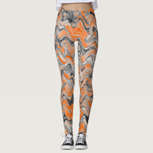 Schönes, helles Orange Wavy Curvy Lined Muster Leggings