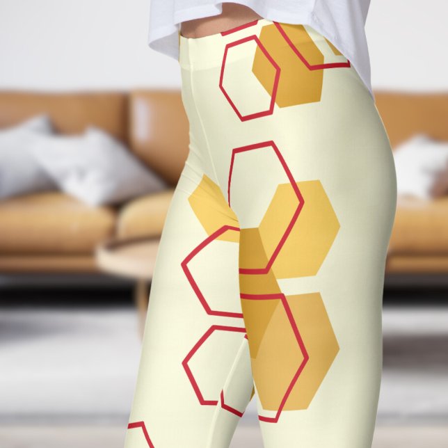 Schönes hellgelbes Wabenmuster Leggings (Honeycomb on LightYellow)