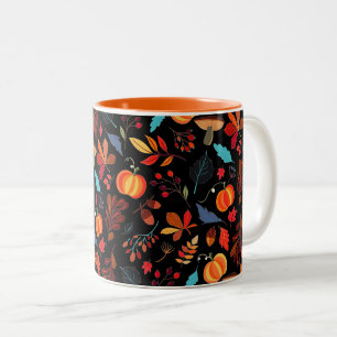 Schönes Herbstmuster - Farbe auswählen/hinzufüg Zweifarbige Tasse