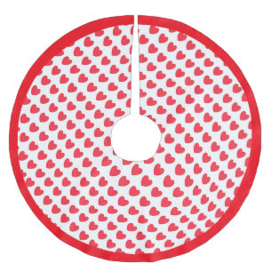 Schönes Herz Muster auf Weiß Polyester Weihnachtsbaumdecke