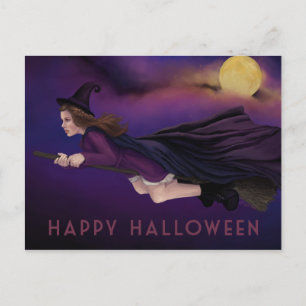 Schönes Hexenmalerei Halloween Postkarte