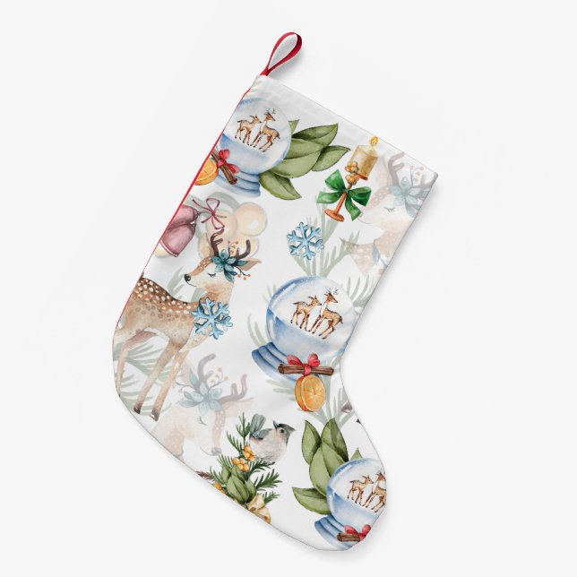 Schönes Hirschwasser Weihnachten Kleiner Weihnachtsstrumpf (Vorderansicht (hängend))