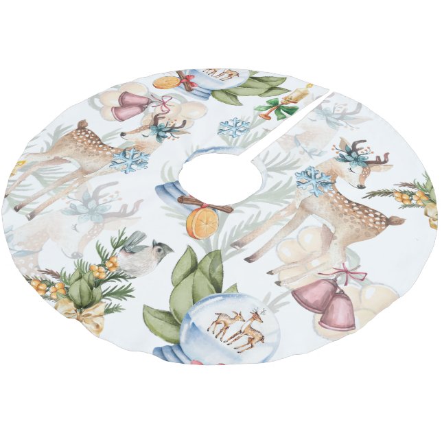 Schönes Hirschwasser Weihnachten Polyester Weihnachtsbaumdecke (Schrägansicht)