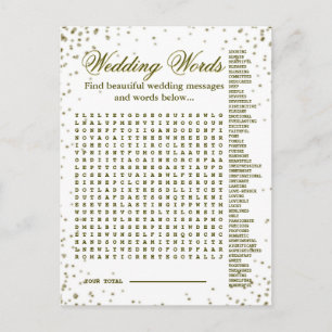 Schönes Hochzeits-Wort-Spiel Ankündigungspostkarte