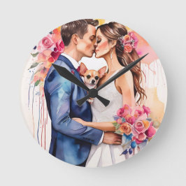 Schönes Hochzeitscouch mit Niedlichem Funny Runde Wanduhr