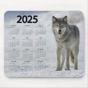 Schönes Holz Wolf 2025 Kalender Mousepad