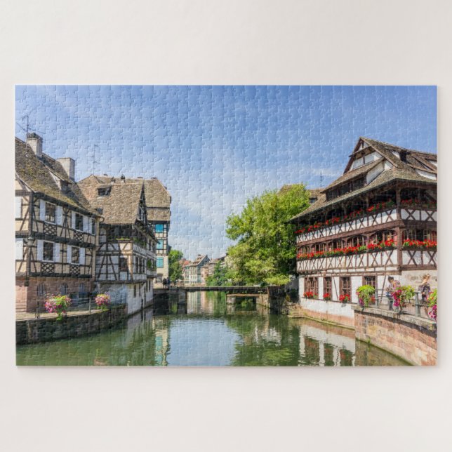 Schönes Holz Zuhause Straßburg Frankreich Reisen Puzzle (Horizontal)