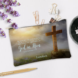 Schönes Holzkreuz Verse Personalisiert Zubehörtasche