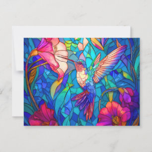 Schönes Hummingbird Flower Garden gesteinigt Glas Postkarte