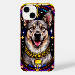 Schönes Hundeporträt in Bleiglas-Kunstwerk Case-Mate iPhone 14 Hülle