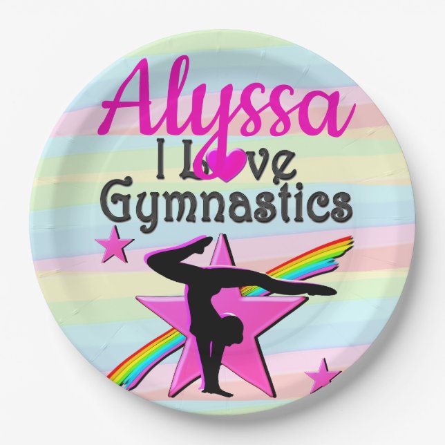 SCHÖNES I LIEBE GYMNASTICS-DESIGN PAPPTELLER (Vorderseite)