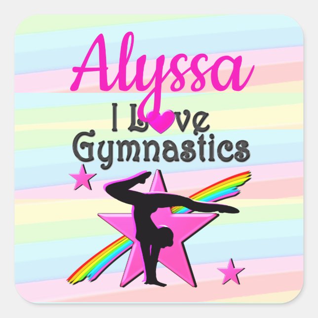 SCHÖNES I LIEBE GYMNASTICS-DESIGN QUADRATISCHER AUFKLEBER (Vorderseite)