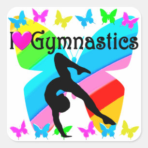 SCHÖNES I LIEBE GYMNASTICS-DESIGN QUADRATISCHER AUFKLEBER