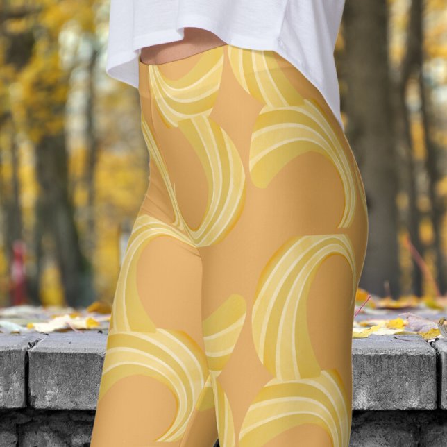 Schönes indisches Gelb- und Goldkurvenmuster Leggings (Golden Curves over Indian Yellow Leggings)