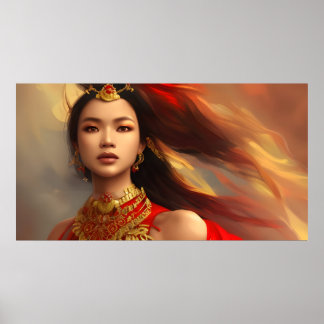 Schönes indonesisches Rotes Gold Poster