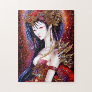 Schönes japanisches Girl Gothic Fantasy Triptych Puzzle