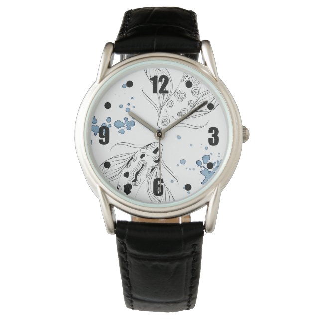 Schönes japanisches Koi Fish Schwimmen Armbanduhr (Vorderseite)