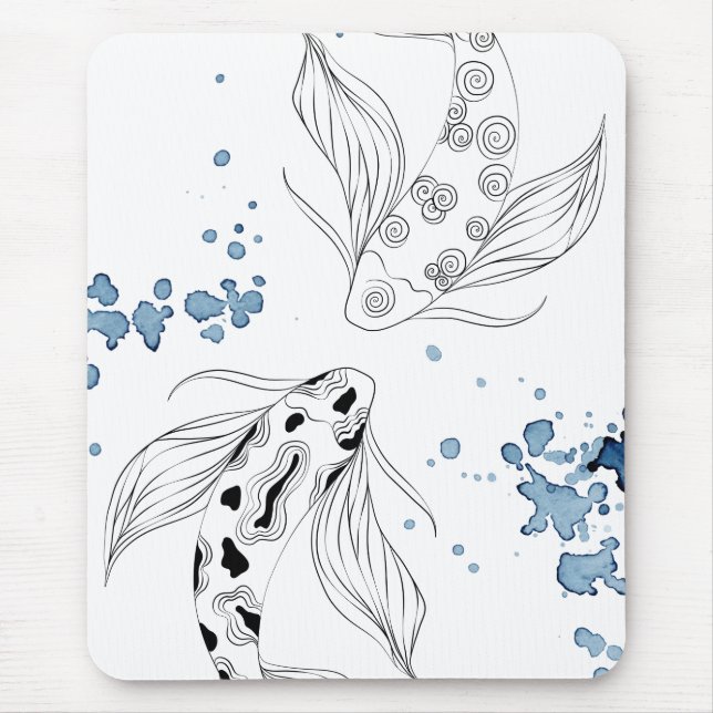 Schönes japanisches Koi Fish Schwimmen Mousepad (Vorne)