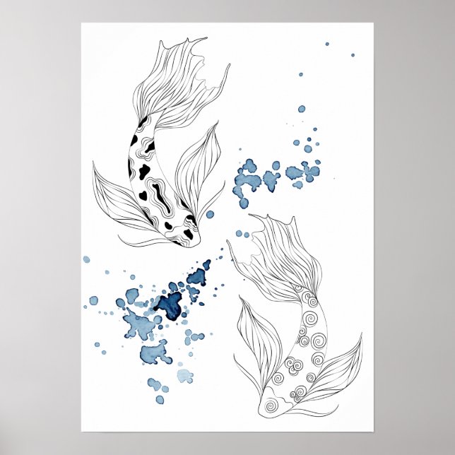 Schönes japanisches Koi Fish Schwimmen Poster (Vorne)