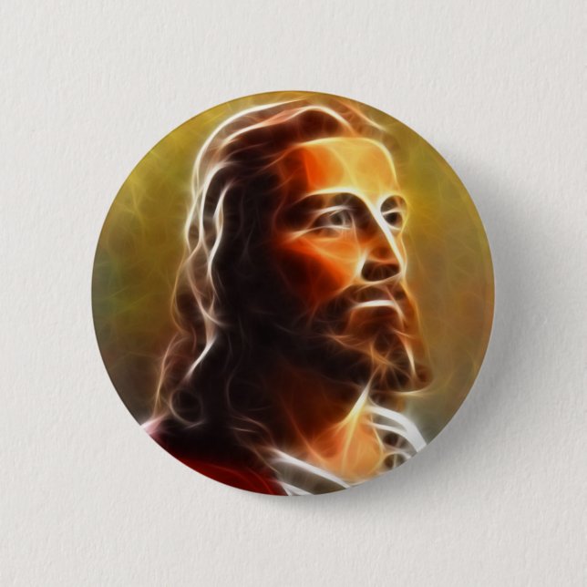 Schönes Jesus-Portrait Button (Vorderseite)