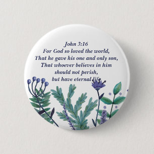 Schönes John 3:16 Hübsches Christliches Zitat Button