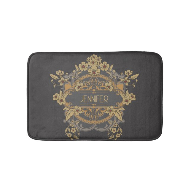 Schönes Jugendstil-Design mit Blume Badematte (Vorderseite)