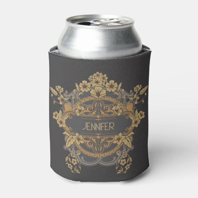 Schönes Jugendstil-Design mit Blume Dosenkühler (Kanne Vorderseite)