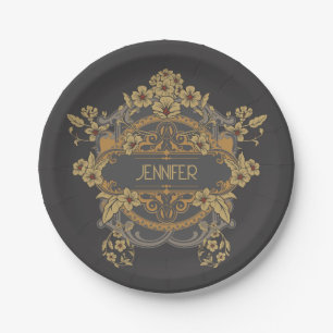 Schönes Jugendstil-Design mit Blume Pappteller