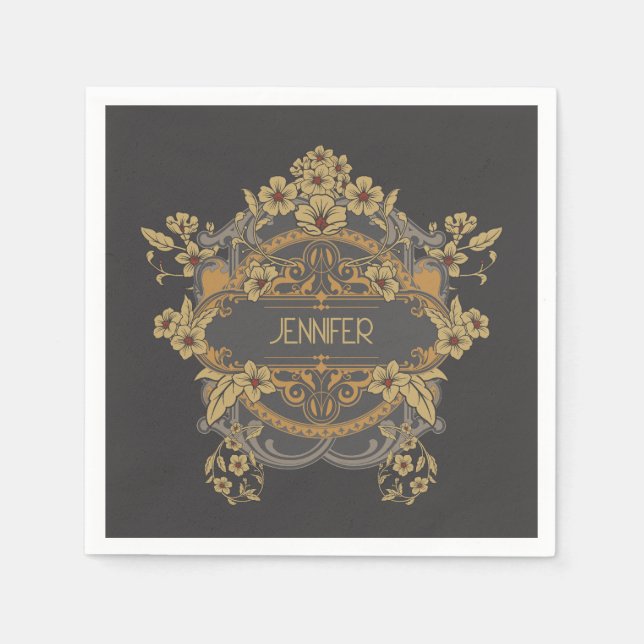 Schönes Jugendstil-Design mit Blume Serviette (Vorderseite)