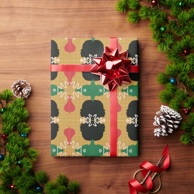 Schönes Juneteentchen einzigartiges Design Rot Grü Geschenkpapier (Feiertagsgeschenk)