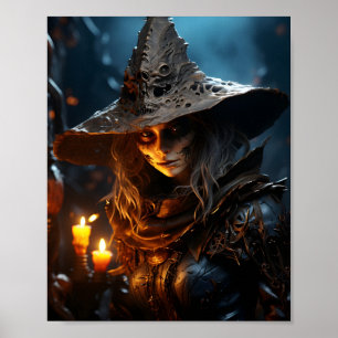Schönes junges Halloween-Phantastisches Portrait Poster