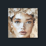 Schönes, junges Modemodell Florales Portrait Kunst Leinwanddruck<br><div class="desc">Erhöhen Sie Ihre Wohngestaltung mit diesem atemberaubenden "Beautiful Young Fashion Model Floral Portrait Art Canvas Print". Dieses exquisite Stück der quadratischen Leinwand zeigt ein zeitgenössisches Portrait einer jungen Frau, das sorgfältig gefertigt wurde, um ihre Eleganz und Anmut zu erfassen. Der weiche beige Hintergrund unterstreicht die delikate Ästhetik des Gemäldes und...</div>