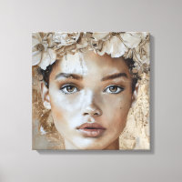 Schönes, junges Modemodell Florales Portrait Kunst