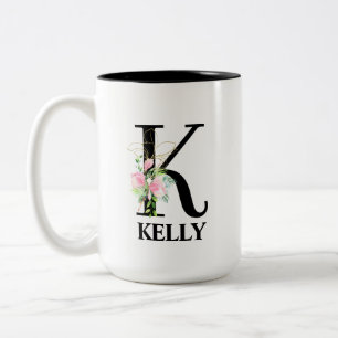 Schönes K-Monogramm Anfangsalphabet Zweifarbige Tasse