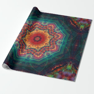 Schönes Kaleidoskop-Muster mit mehrfarbigen Blumen Geschenkpapier