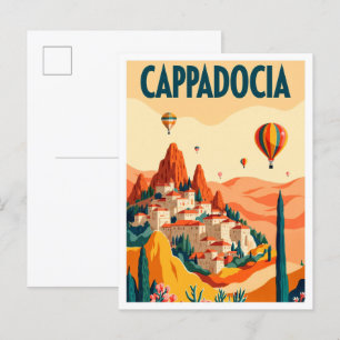Schönes Kappadokien Türkei Illustration Reise Postkarte