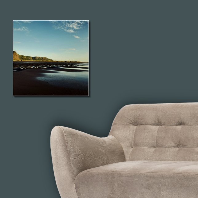 Schönes Karekare Beach Shore Foto Poster (Beautiful Karekare Beach Shore Photo Poster, Square New Zealand Vacation Photo)